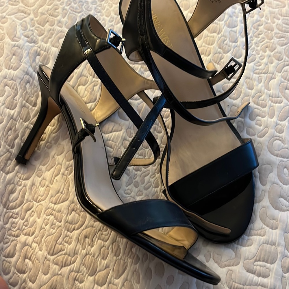 Strappy Black Leather Nine West Pumps.